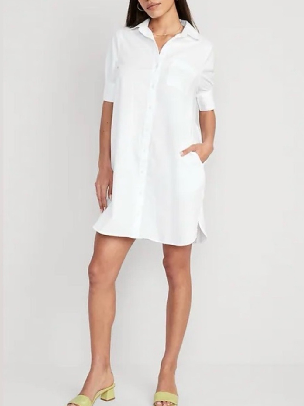 BRAND NEW NEVER WORN 100% Cotton White Button-Down Shirt Dress